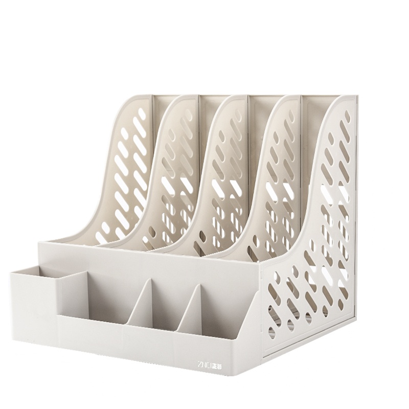 文件架资料框收纳盒书立架办公用品档案筐文件夹子多层 1866三栏简约款灰色 1866收纳款灰色