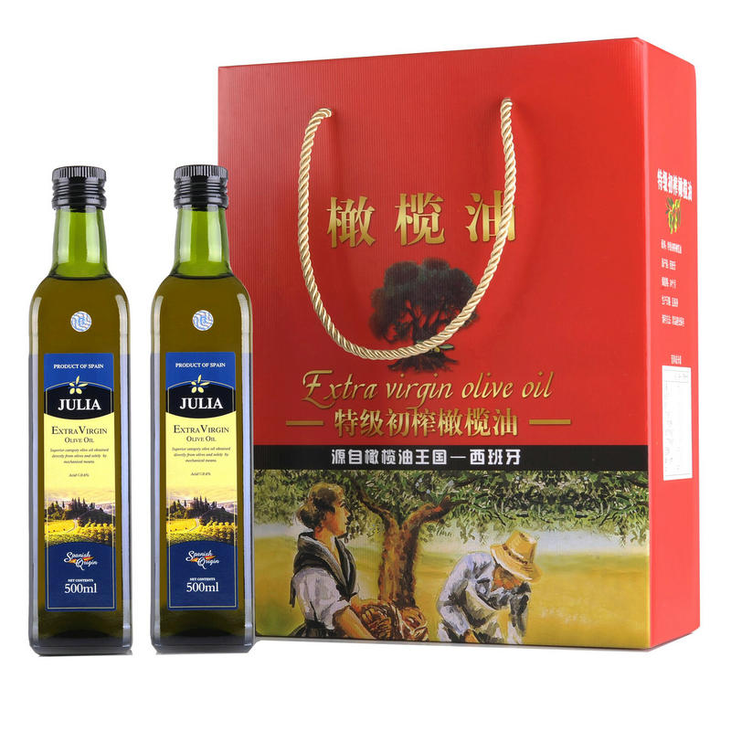 茱莉亚 西班牙原瓶原装进口 特级初榨橄榄油礼盒装 500ml*2