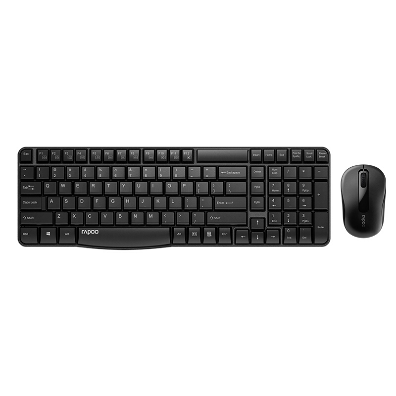 雷柏(RAPOO) X1800S 无线鼠标键盘套装 电脑键盘 笔记本键盘无线套装 黑色