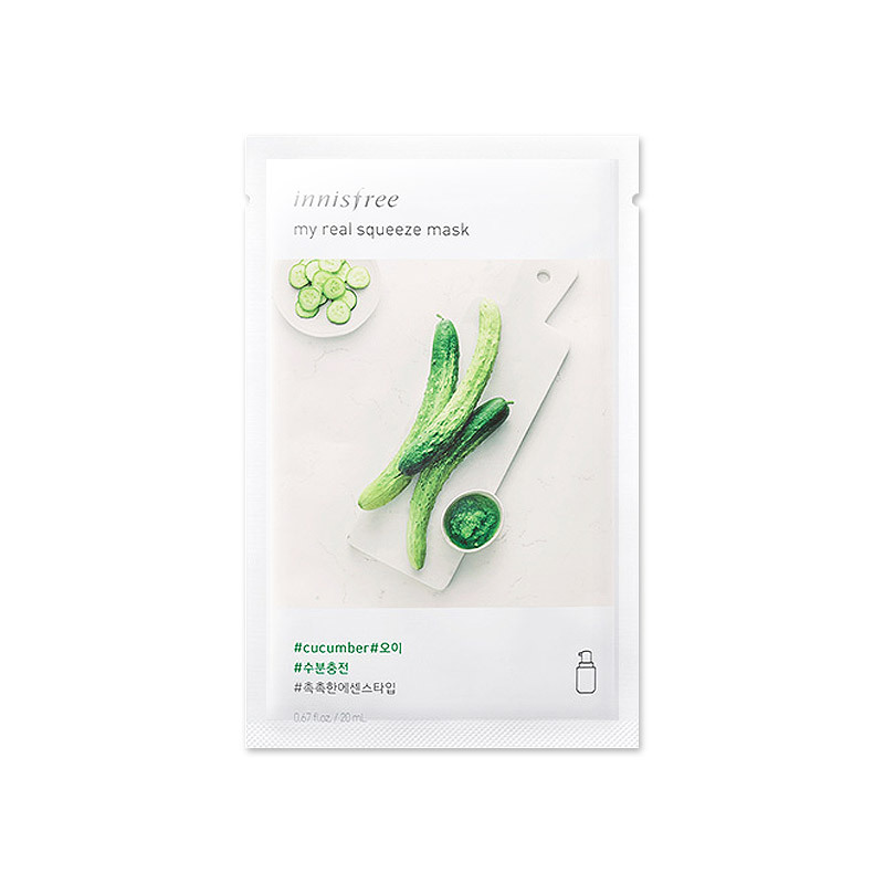 [暗黄皮肤救星]Innisfree 悦诗风吟 真萃鲜润 保湿补水 黄瓜面膜 20ml/片 嫩滑剔透