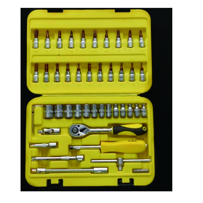 LTSM 兰龙46件套筒批头套装1/4套筒工具组套汽保工具棘轮扳手套筒组合