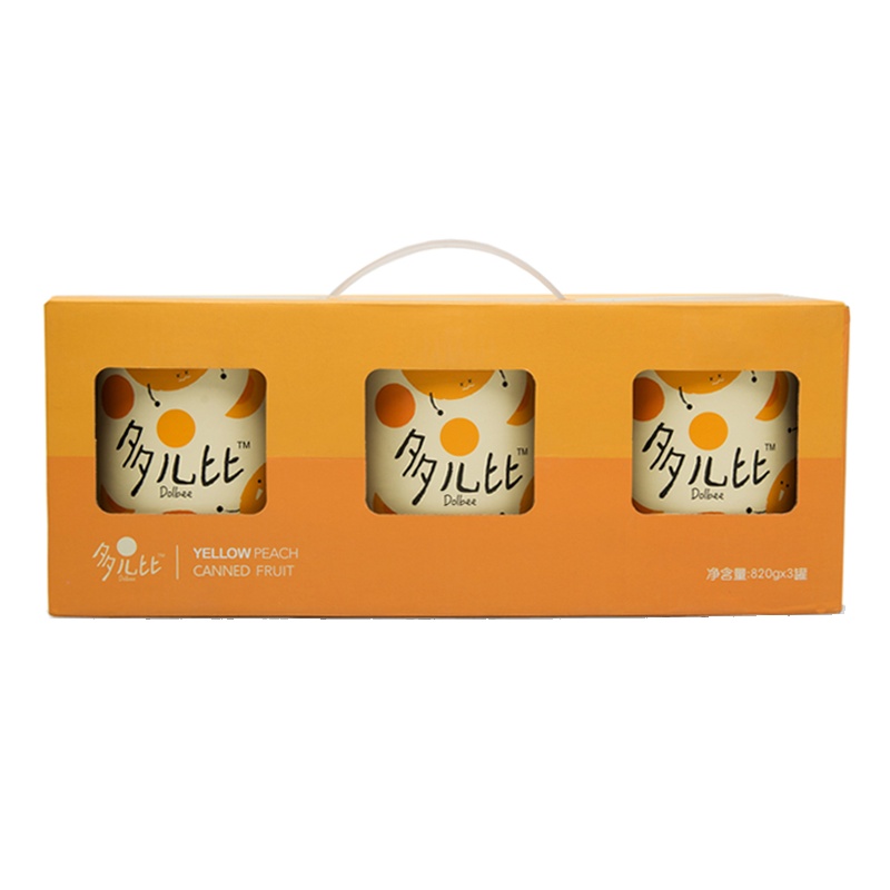 多儿比dolbee 对开黄桃水果罐头分享礼盒装2.46kg 休闲零食品 过节送礼佳品 年货礼盒