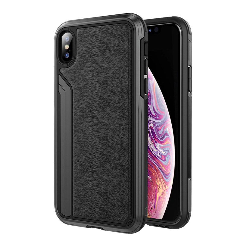 泰维斯(TGVI'S) iPhone X/XS手机壳 3米防摔金属全包硬壳商务保护套 5.8英寸 曜石黑
