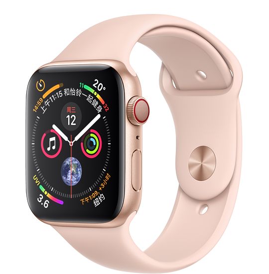 Apple Watch Series4 智能手表GPS+蜂窝网络款 44毫米金色铝金属表壳搭配粉砂色运动