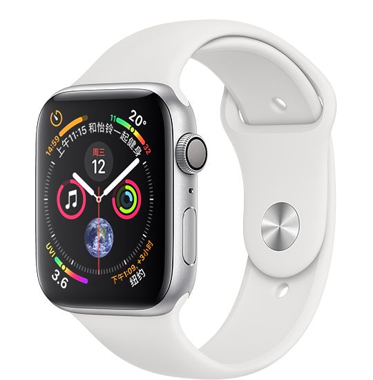 Apple Watch Series4 智能手表GPS+蜂窝网络款 40毫米 银色铝金属表壳搭配白色运动型表带