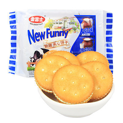 金富士 量贩装夹心饼干 夹心甜饼干办公休闲零食品243g 牛奶味