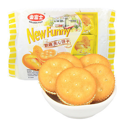金富士 量贩装夹心饼干 夹心甜饼干办公休闲零食品243g 芒果味