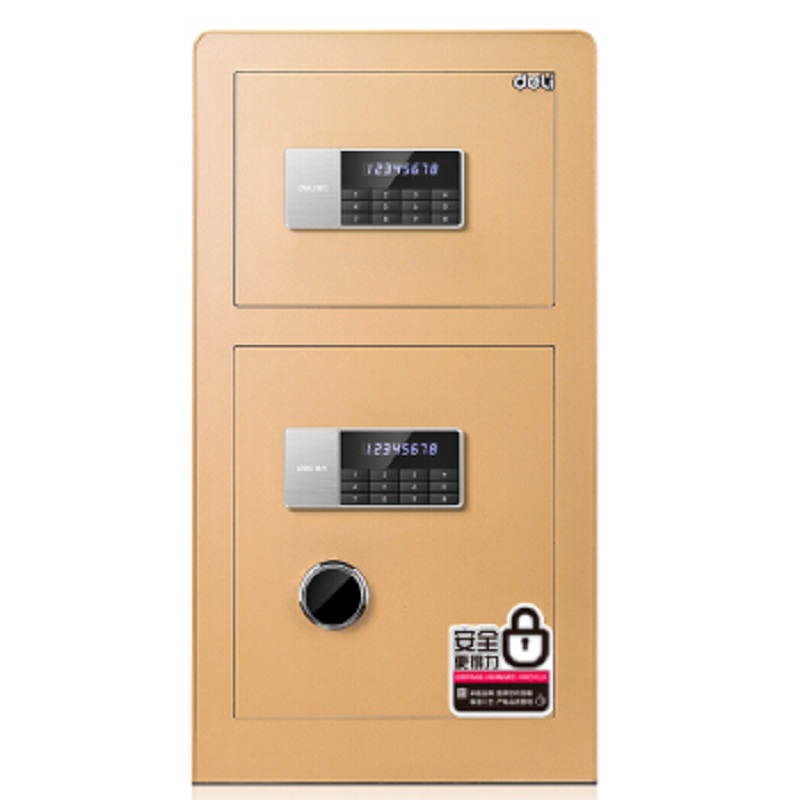 [精选]得力(deli) 4081镇山虎系列高双层保管柜 双门保险家用办公保管箱 金色 80cm