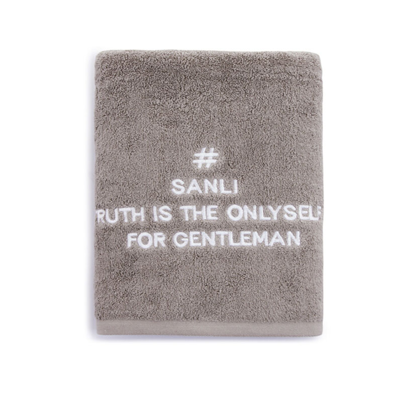 LTSM 三利 纯棉A类男士超大毛巾1条 50×100cm 加厚加长带挂绳40S精梳棉面巾 280g 若草色