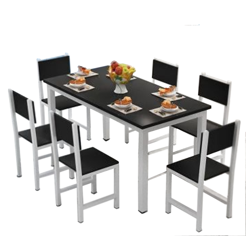 宫灯 LP-Z014 钢木餐桌椅 一桌六椅(黑色)1200*600*800