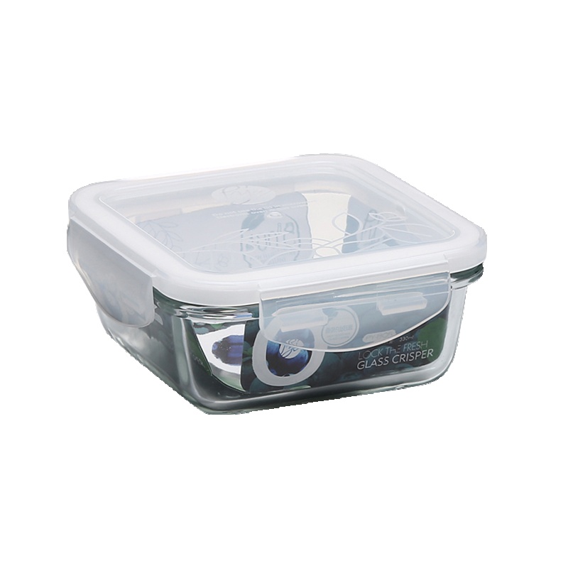 普业 330ML正方形保鲜盒PY-1905密封冰箱食品盒便当盒保鲜盒耐热玻璃保鲜盒饭盒便当盒冰箱整理盒微波炉专用