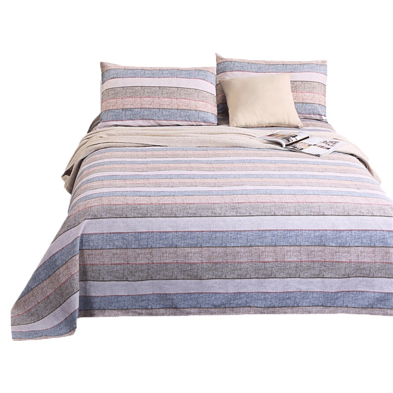 南极人(NanJiren)家纺 纯棉老粗布床单单件或全棉老粗布床单三件套 床上用品1.5m床1.8米床条纹/格子床罩