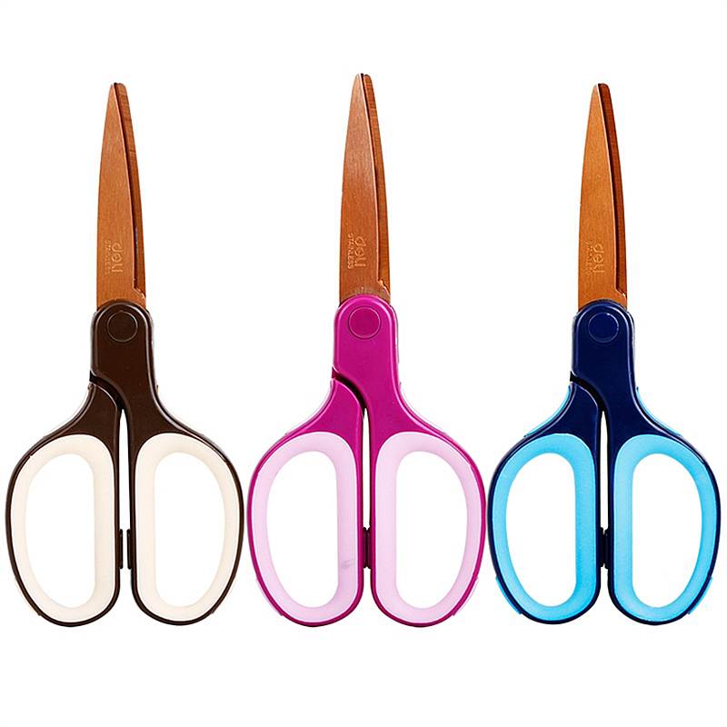 [精选]得力(deli)6053不锈钢剪刀 175mm镀钛软包胶手柄手工剪子 混色(6把价格)