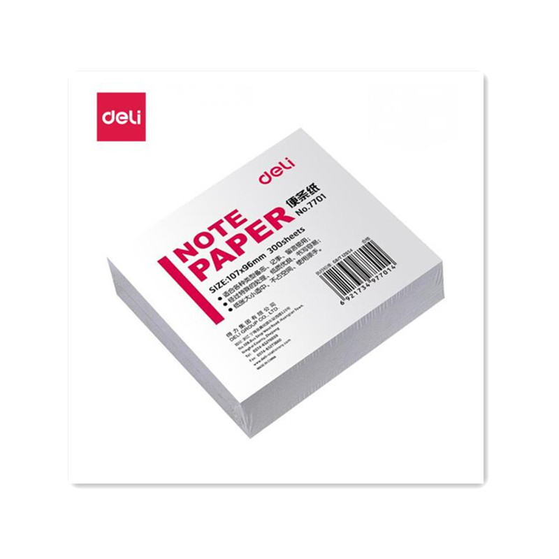得力(deli) 7701 白色便条纸 便签纸 规格107*96mm 300张/包 6包装
