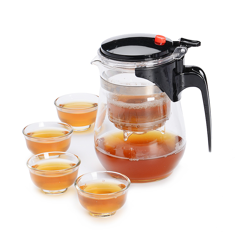 尚帝（shangdi）耐高温飘逸杯壶 可拆洗过滤玻璃泡茶器办公茶具 赠4个茶杯