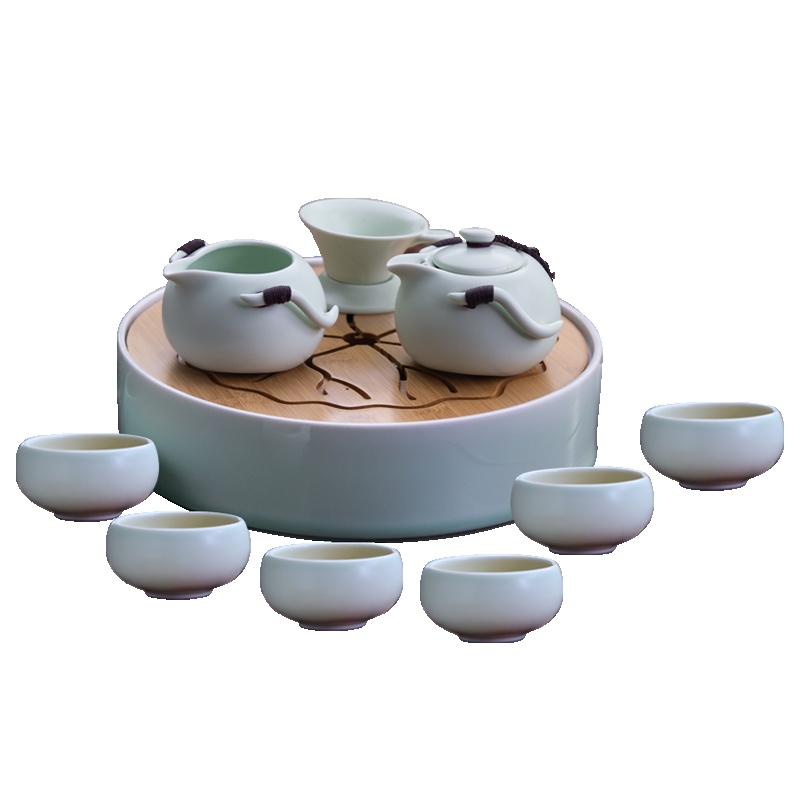 乐享 功夫茶具套装景德镇泡茶壶茶杯陶瓷整套便携旅行汝窑家用简约茶盘
