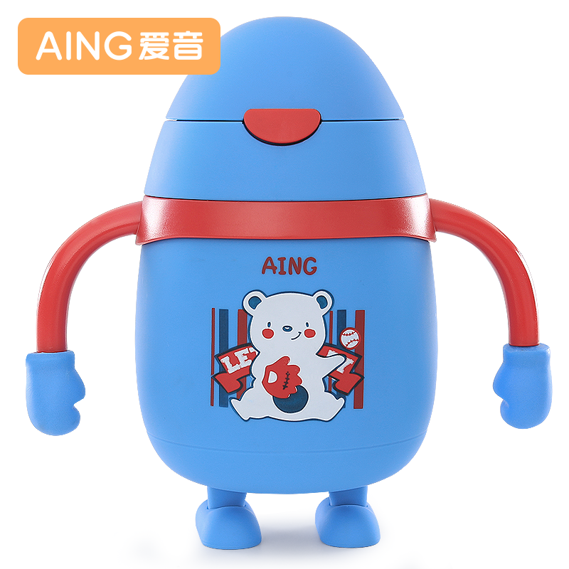 爱音(Aing)创意儿童保温杯宝宝吸管保温杯带手柄婴儿保温杯