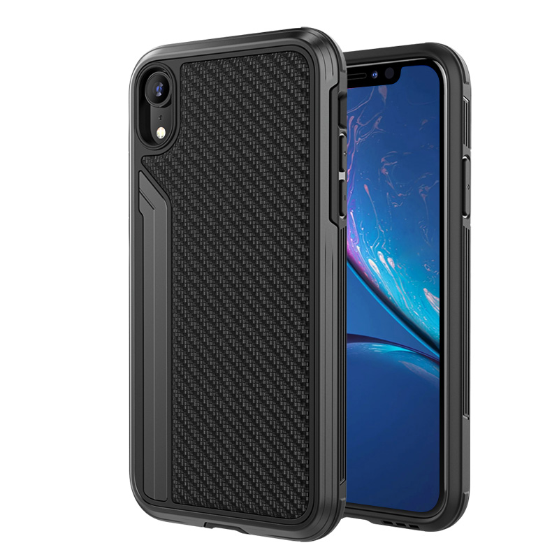泰维斯(TGVI'S) iPhone XR手机壳 3米防摔金属全包硬壳商务苹果XR保护套 锋奢系列 6.1英寸 曜石黑