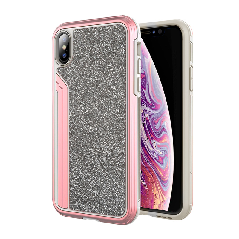 泰维斯(TGVI'S) iPhone XS Max手机壳 3米防摔金属全包硬壳商务苹果XS Max保护套 6.5寸 粉