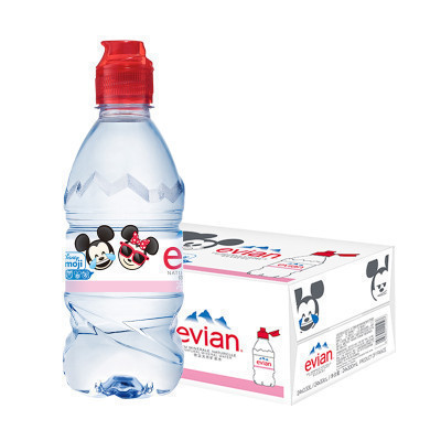 evian/依云 法国原装进口矿泉水儿童款330ml*24瓶整箱 天然碱性水宝宝水 正品行货