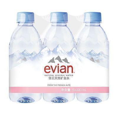 evian/依云 法国原装进口天然矿泉水330ml*6瓶 高端饮用水6连包 正品行货