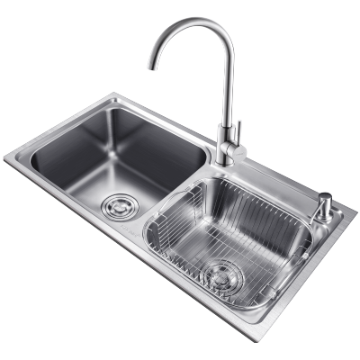 蓝藤卫浴(LANTENG)水槽双槽厨房304不锈钢洗菜盆带龙头洗碗槽水槽套装