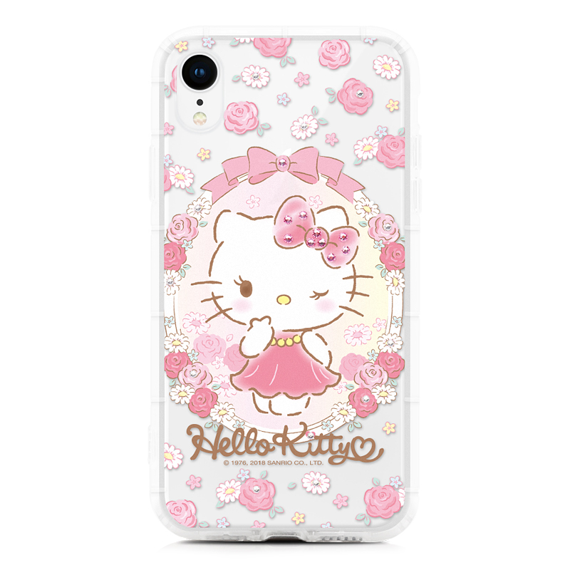 Hello kitty for iPhone XR 施華洛貼鑽軟殼-玫瑰俏佳人