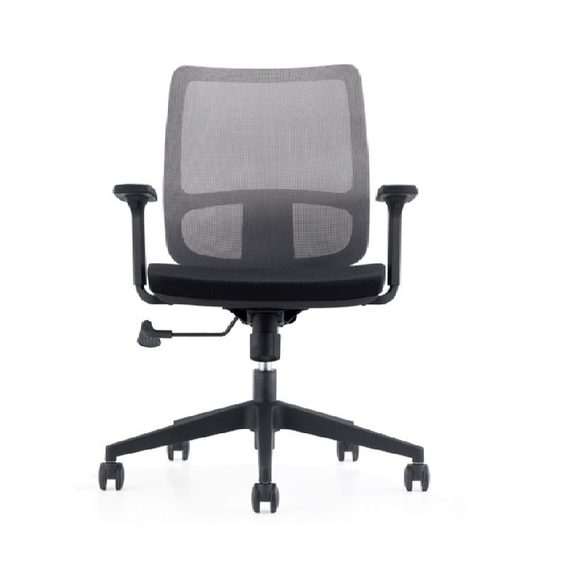 麦格尚 电脑椅CH-163C 家用靠背椅 护腰弓形椅 人体工学职员办公椅 黑色 弓形脚 固定扶手