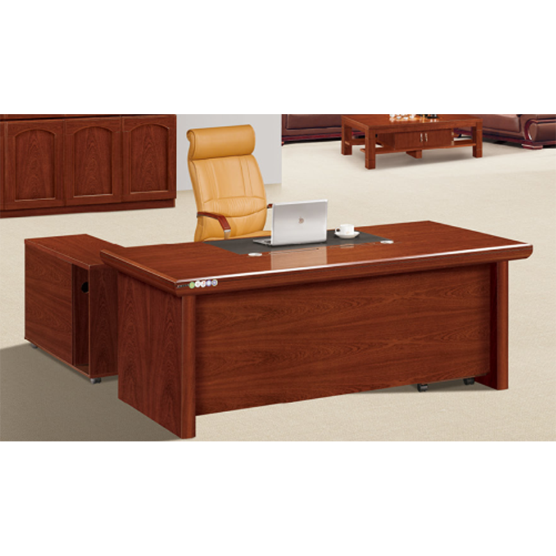 宫灯定制办公桌现代中式油漆办公桌 带活动小柜 T001-D02J