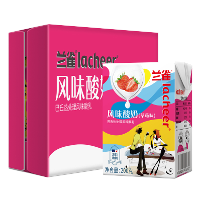 兰雀(Lacheer)常温草莓味酸奶200g*24/箱 奥地利进口 新老包装随机发货