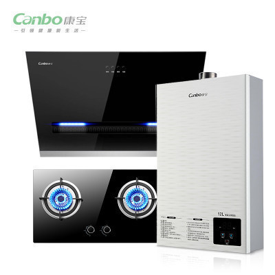 康宝(canbo) AE96+360B+1008FX(天然气)侧吸抽油烟机 强排式燃热水器 钢化玻璃猛火灶 烟灶热套装