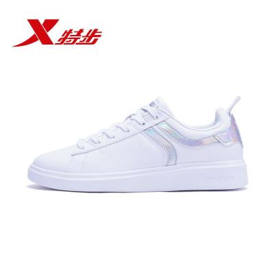 特步(Xtep)女鞋板鞋2018秋季林更新同款女士中帮系带休闲鞋时尚青春π小白鞋运动鞋子983418315773