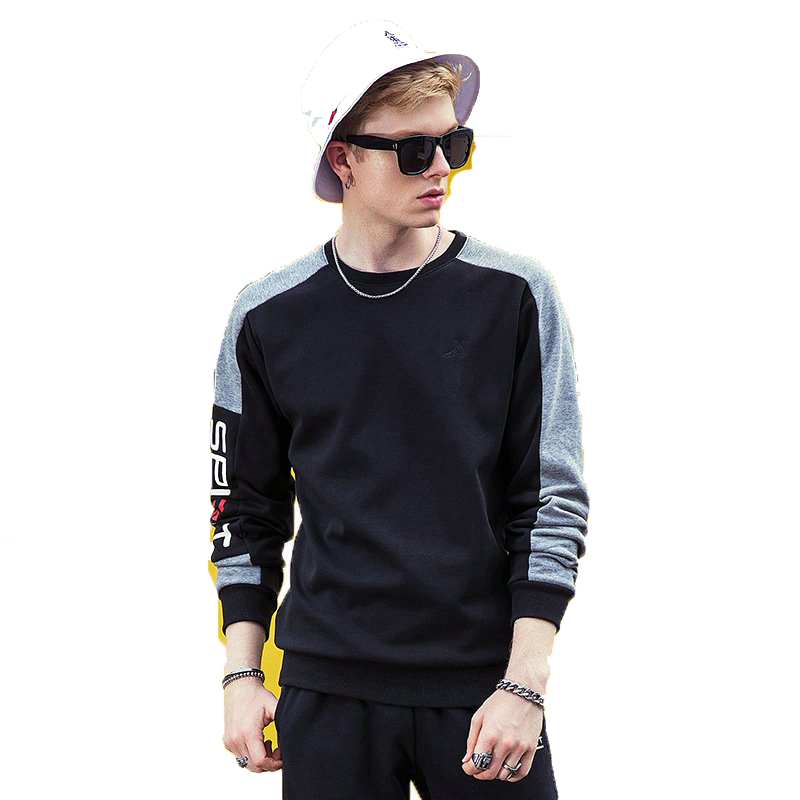 特步(Xtep)男运动卫衣正品2018秋冬新款圆领保暖休闲套头衫厚款882429059501