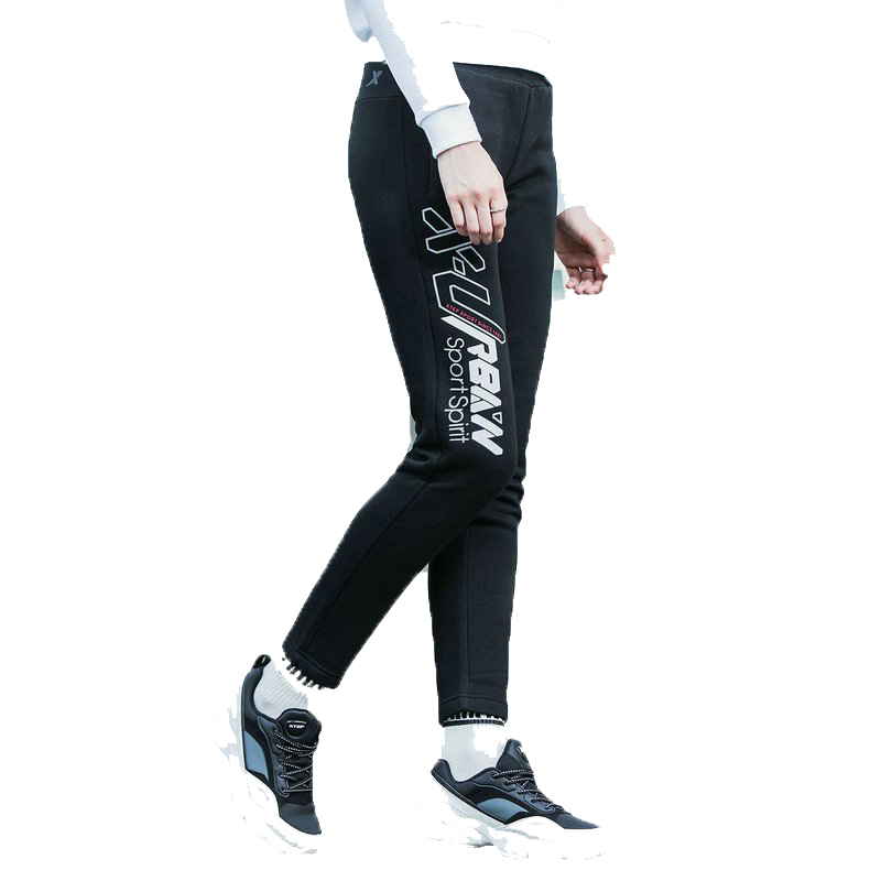 特步(Xtep)女运动长裤正品2018冬新款收口保暖针织休闲卫裤常规型常规款882428639408