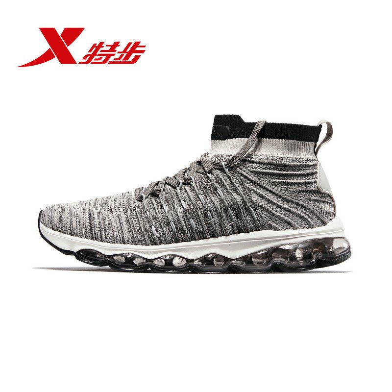 特步(Xtep)男跑鞋正品2018秋新款全掌气垫减震防滑橡胶高帮男士运动鞋跑步鞋882419119506