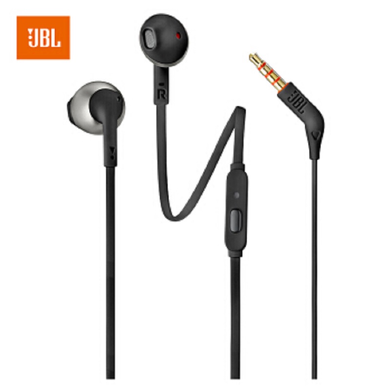 JBL 半入耳式耳机 T205 带麦可通话手机耳机 黑/银/金