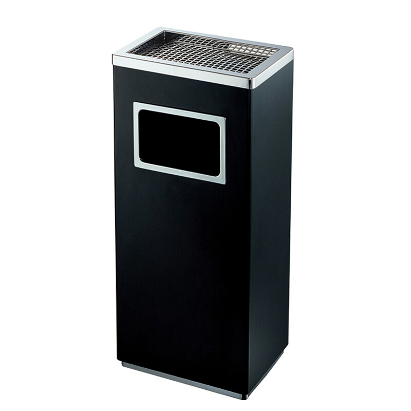 禧天龙 加厚长方形不锈钢金属铁烟灰垃圾桶 大厅大堂酒店宾馆电楼梯口走廊垃圾桶 30*24*60cm 颜色可定制