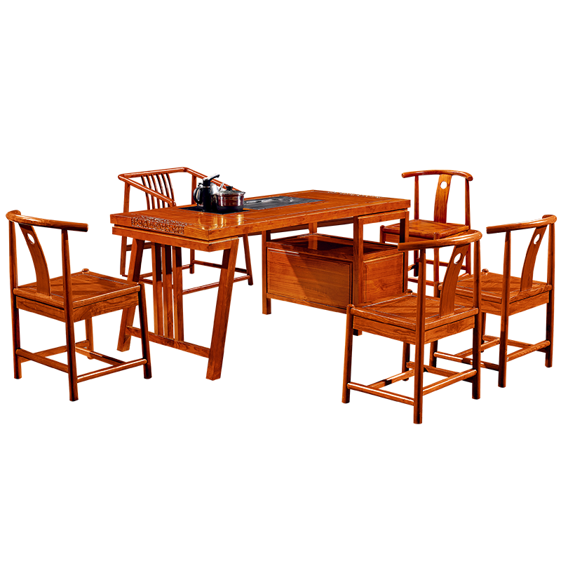 中伟(ZHONGWEI)实木茶桌椅组合实木茶台功夫茶桌新中式茶几桌1600*800*730mm