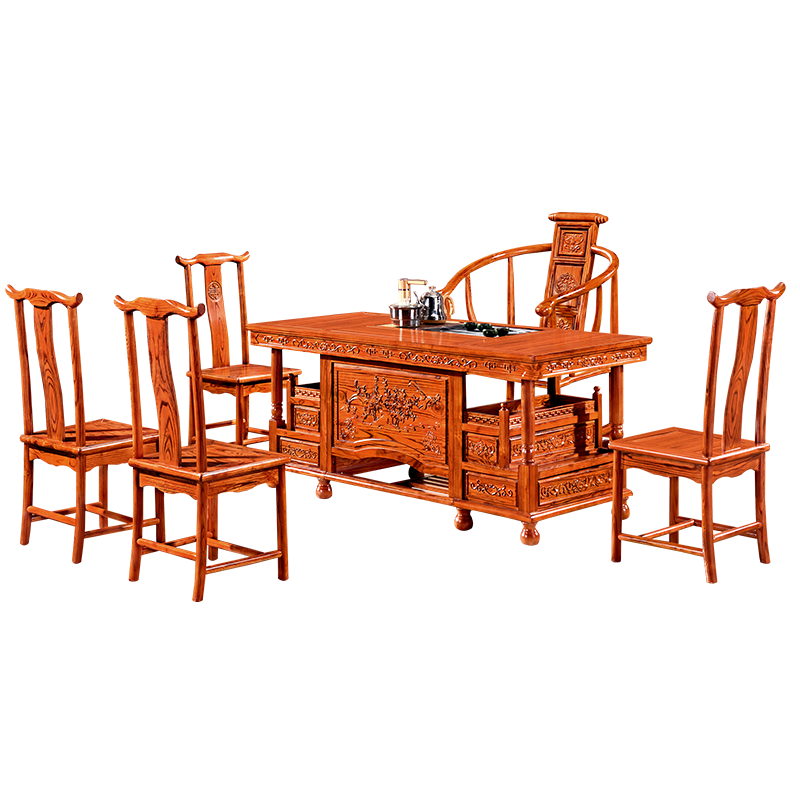 中伟(ZHONGWEI)实木茶桌椅组合实木茶台功夫茶桌新中式茶几桌1700*800*720mm