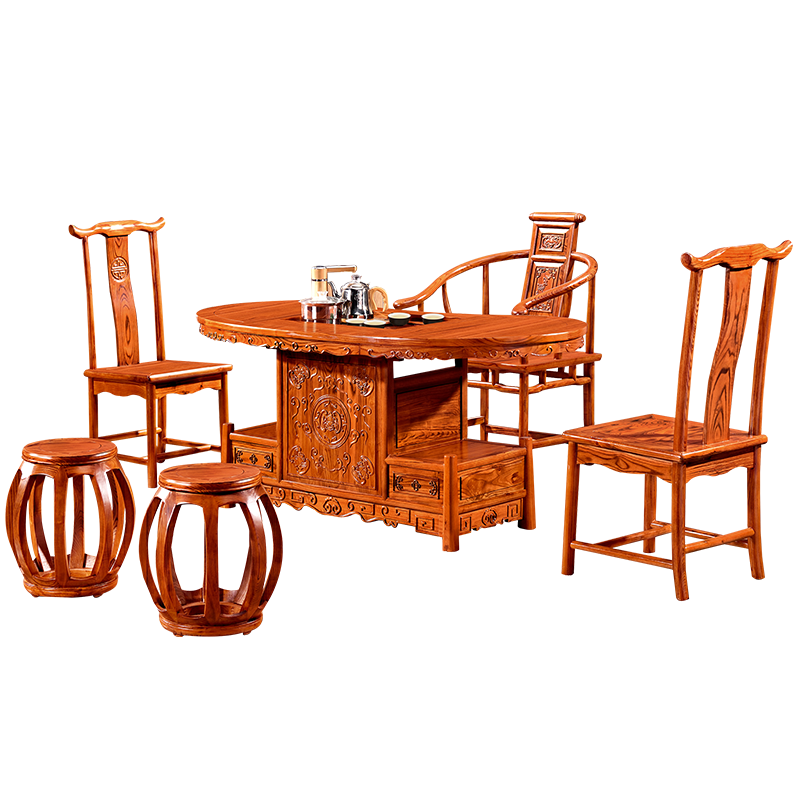 中伟(ZHONGWEI)实木茶桌功夫茶桌新中式茶几桌实木茶台桌椅组合1530*800*710mm