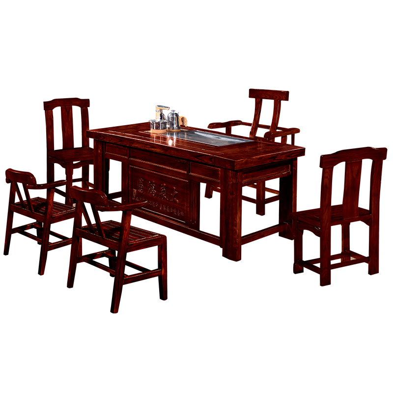 中伟(ZHONGWEI)实木茶桌功夫茶桌新中式茶几桌实木茶台桌椅组合1800*800*720mm