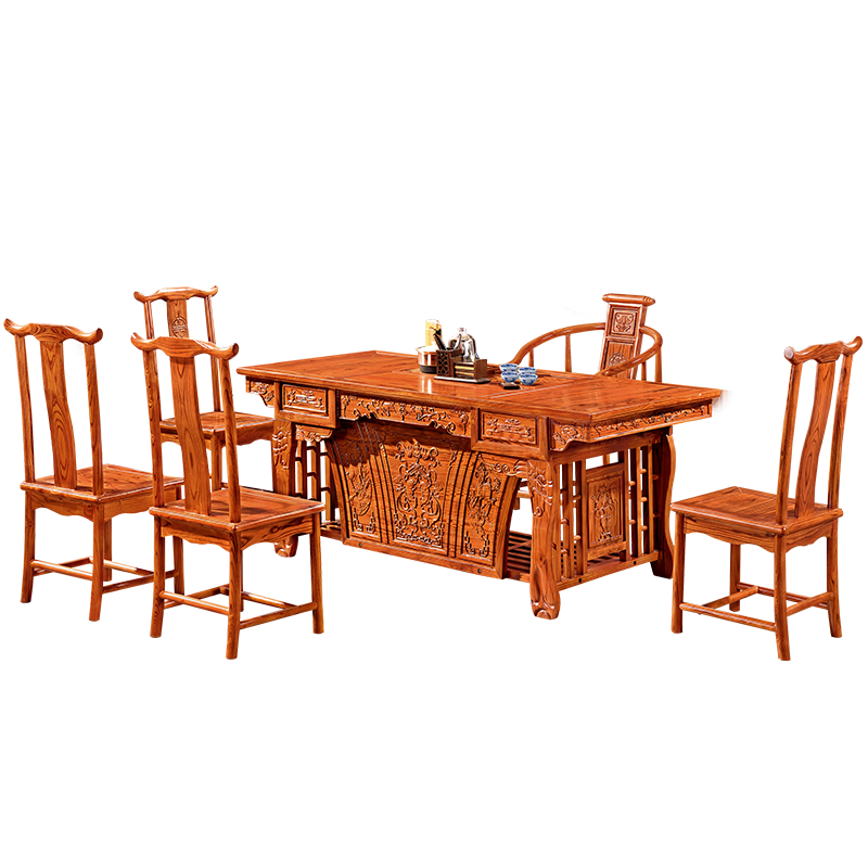 中伟(ZHONGWEI)实木茶桌椅组合实木茶台功夫茶桌新中式茶几桌1800*860*730mm