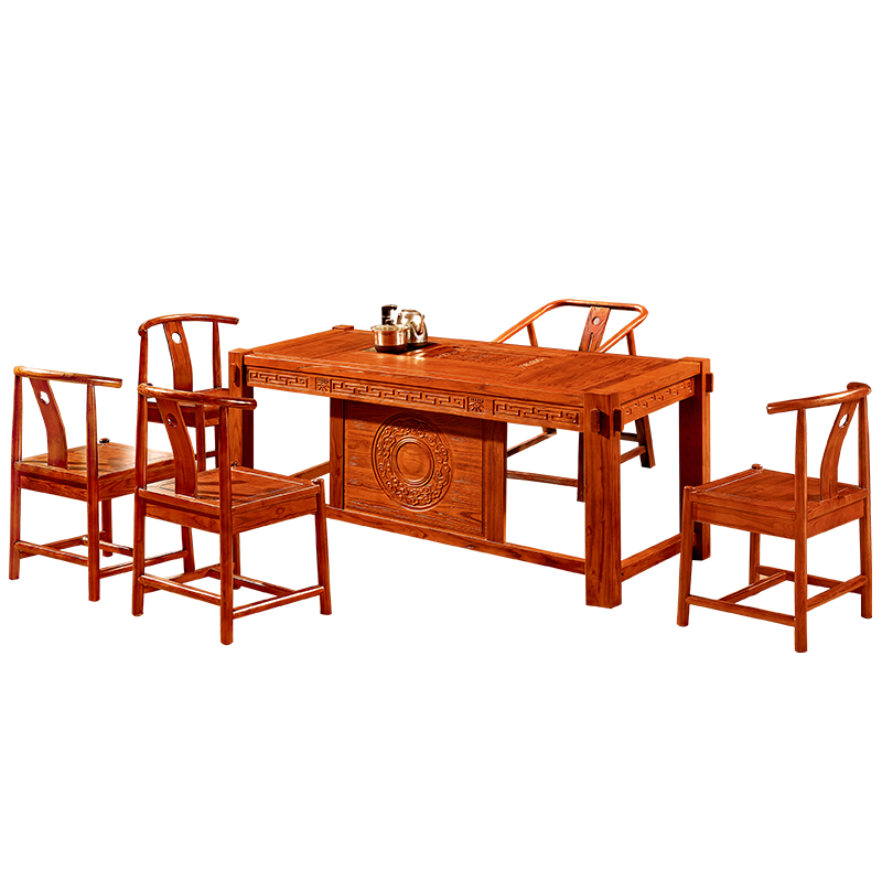 中伟(ZHONGWEI)实木茶桌椅组合功夫茶桌新中式茶几桌实木茶台1680*800*730mm