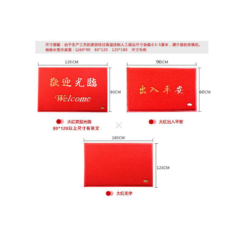 进门地垫塑料丝圈出入平安门垫家用防滑垫大门口欢迎光临脚垫80*120cm(3个)