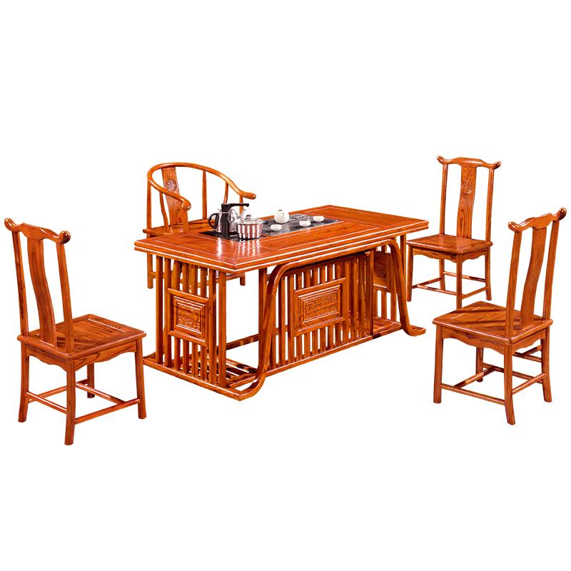 中伟(ZHONGWEI)实木茶桌功夫茶桌新中式茶几桌实木茶台桌椅组合1600*800*730mm