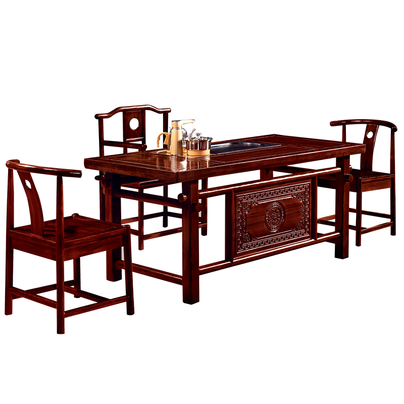 中伟(ZHONGWEI)实木茶桌椅组合实木茶台功夫茶桌新中式茶几桌1600*800*720mm