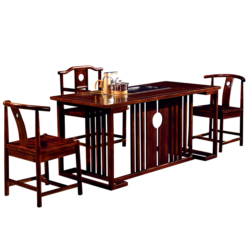 中伟(ZHONGWEI)实木茶桌椅组合功夫茶桌新中式茶几桌实木茶台1600*800*720mm