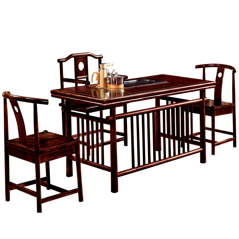 中伟(ZHONGWEI)实木茶桌椅组合功夫茶桌新中式茶几桌实木茶台1500*800*720mm