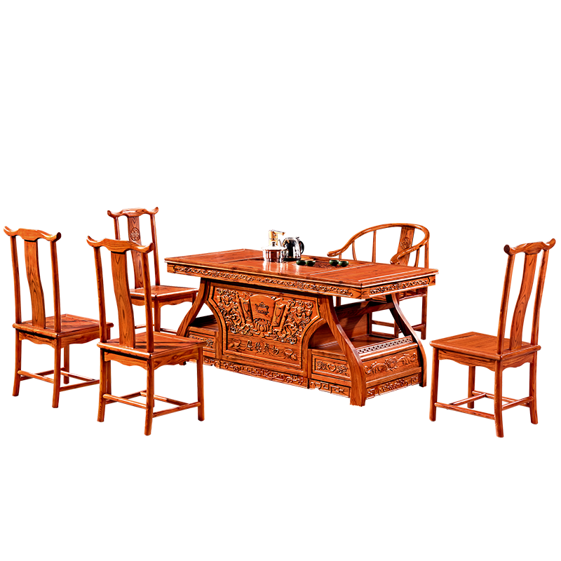 中伟(ZHONGWEI)实木茶桌椅组合实木茶台功夫茶桌椅新中式茶几桌1600*800*720mm