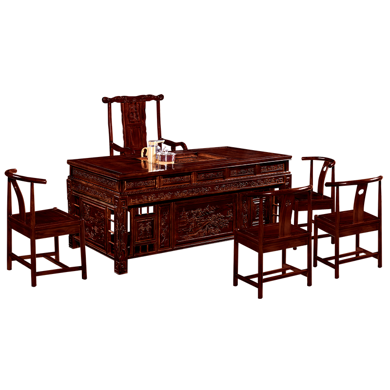 中伟(ZHONGWEI)实木茶台功夫茶桌新中式茶几桌实木茶桌椅组合1800*860*720mm